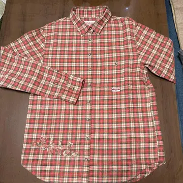 [ 새상품 미사용 ] 마드모아젤 논논 체크 플란넬 셔츠 연어 오렌지