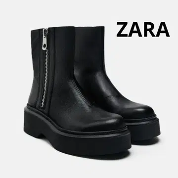 ZARA 블랙 사이드 고어 부츠 통굽