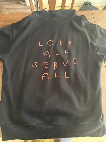 후지이 카제 LOVE ALL SERVE ALL 후디 후드티 XL