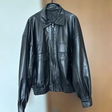 SPRAY PREMIUM 블랙 페이크 가죽 자켓