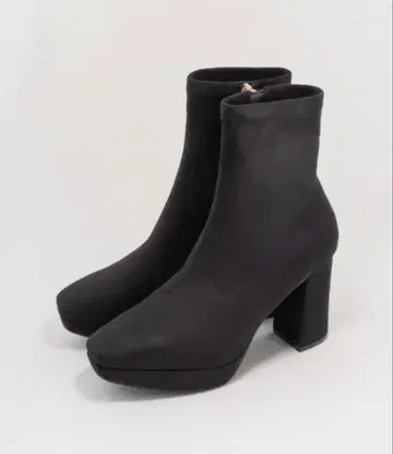 블랙 스웨이드 느낌 힐 부츠