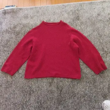 Mao made 빨간색 하이넥 니트 스웨터