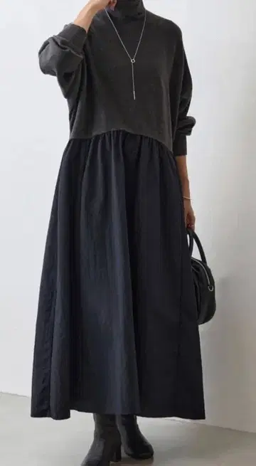 비어즐리 니트콤비 개더 원피스 0사이즈