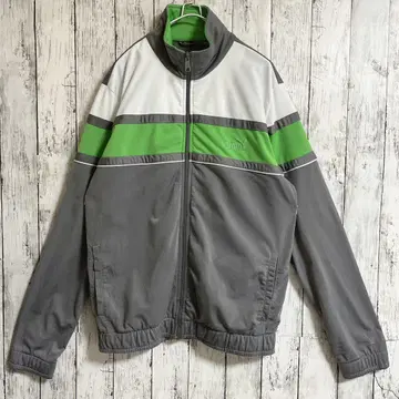 푸마 트랙 자켓 저지 L 상당 그레이 자수 로고 Y2K 5169