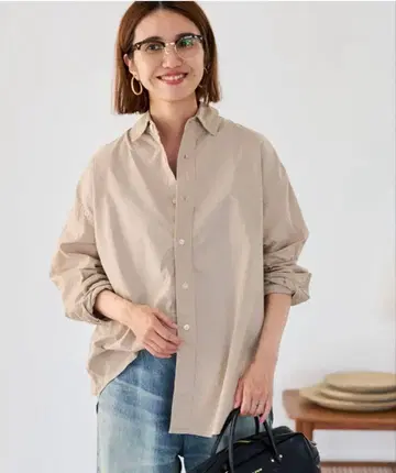 FRAMeWORK 프레임워크 코튼 레귤러 카라 셔츠 베이지