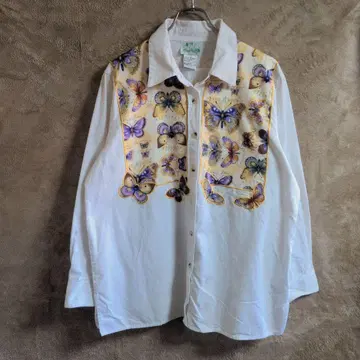 90년대 레어 나비 긴팔 셔츠 아트 새상품급 드레스 셔츠