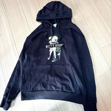 BETTY BOOP 후드 부착 후드티 블랙 M