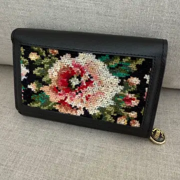 [새상품급] FEILER 페이러 접이식 지갑 지갑 꽃무늬 블랙 블랙