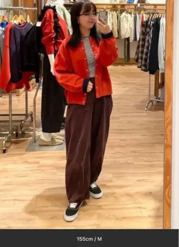 바이오 워시 코듀로이 와이드 팬츠 M 사이즈 MD 브라운