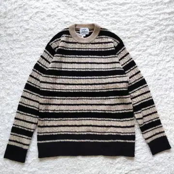 새상품급 어반 리서치 울 캐시미어 케이블 짜임 니트 보더 L