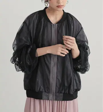 n'OrLABEL 튤 레이어드 블루종 블랙