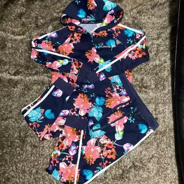 AimerSpo 꽃무늬 후드 부착 저리 상하의 세트
