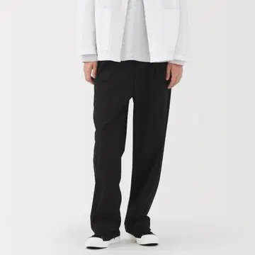 무인 신사 건조하기 쉬운 이지턱 와이드 팬츠 블랙 S