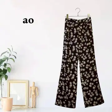 zG593 [ F ] ao 하이웨스트 플레어 팬츠 릴랙스핏 꽃무늬
