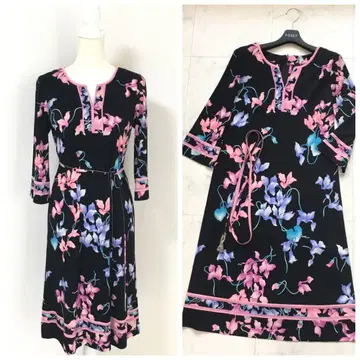 새상품급 LEONARD 레오나르 칸칸 벨트 원피스 42