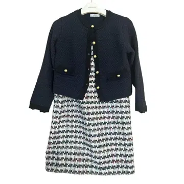 네이비 노카라 자켓 펄 버튼 포함