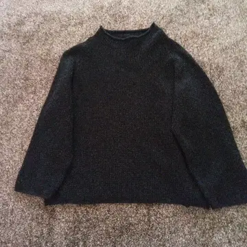 Mao made 블랙 하이넥 니트 스웨터