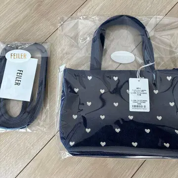 FEILER 네이비 하트 무늬 토트백 러브리 하트