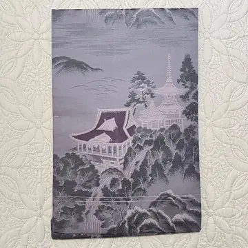 나고야 오비 사찰 문양 순수 실크