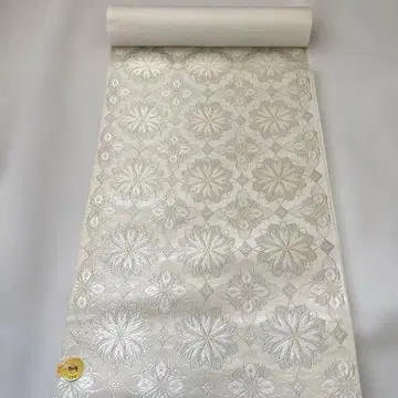 [ 새상품 ] 나고야 오비 미재단 실버 화이트 라이트 블루 니시진 비단