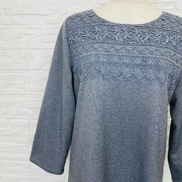 세트 레이스 장식 긴팔 원피스 40 L 그레이 [1567-19]