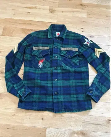 MARKA WEAR 존 레논 헤비 플란넬 유틸리티 셔츠 그린 긴팔