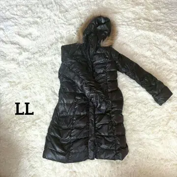 주피터 샵 채널 블랙 퍼 다운 롱 코트 LL