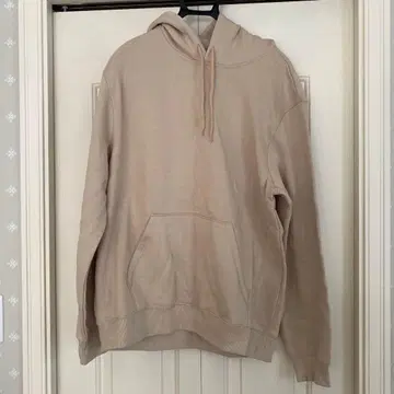 베이지 후드 부착 후드 맨투맨