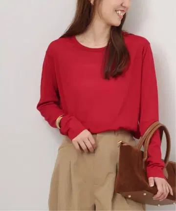 [ 완판 ] 저널 스탠다드 리룸 시어 크루넥 롱T 빨간색