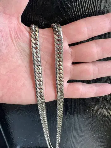 순 티타늄 6면 더블 키헤이 목걸이 50cm 새상품 플라티나급 광택