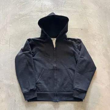 90년대 초기 캠버 지퍼 후드티 안감 서멀 페이드 블랙 흑먹색