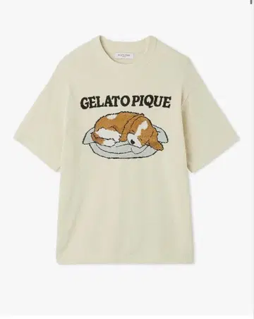 미사용 새상품 젤라또피케 에어리모코 도그 자카드 풀오버 크림