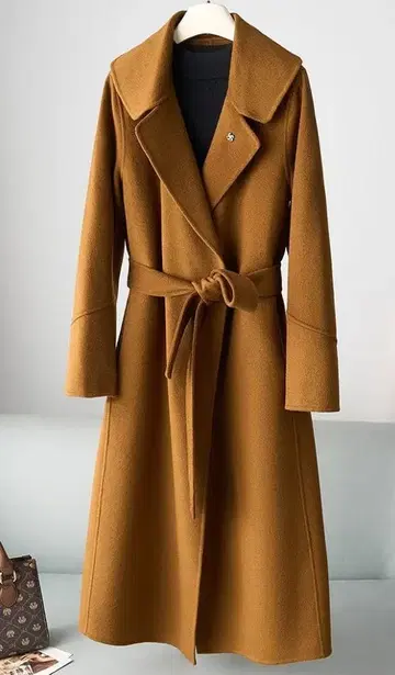 새상품 부드러운 분위기의 캐시미어 혼방 울 롱 코트 여성용 롱 코트