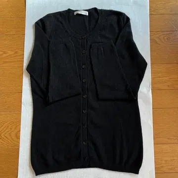 캐시미어 100% 유니클로 블랙 크루넥 가디건 긴팔