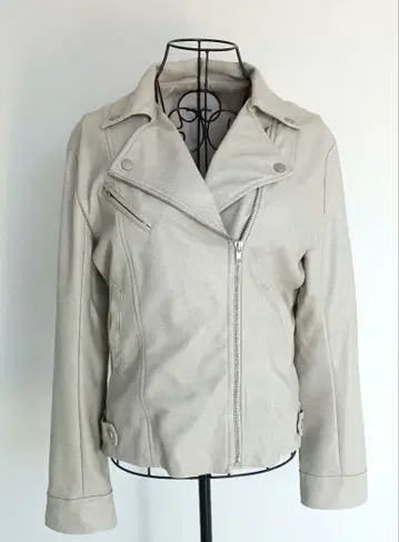 베이지 스웨이드풍 라이더 자켓