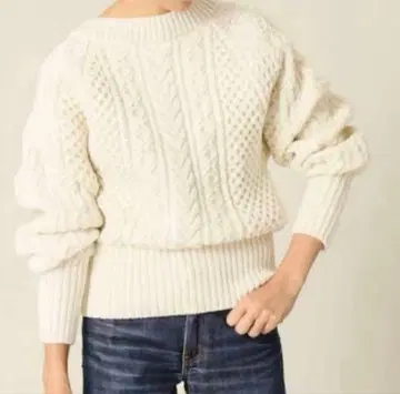 이에나 백 리본 스웨터 IEA la boucle 케이블 니트