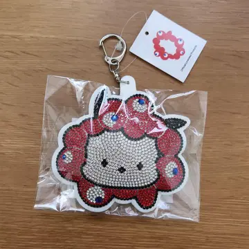 오사카 만박 한정판 반짝이는 가죽 키링 미야쿠미야쿠 포차코 산리오