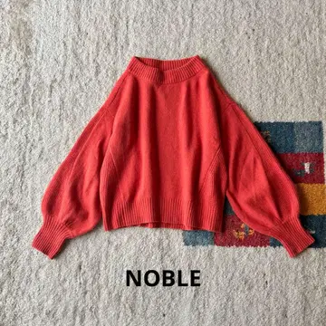 노블 폭스 혼방 백사이드 편직 니트 울 오렌지 벌룬 소매