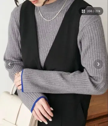 디스코트 쫄깃한 리브 파이핑 하이넥 새상품급