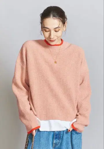 네프 컬러 라인 크루넥 니트 풀오버