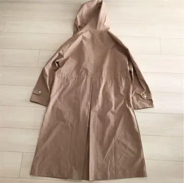 베이지 후드 부착 롱 코트 M