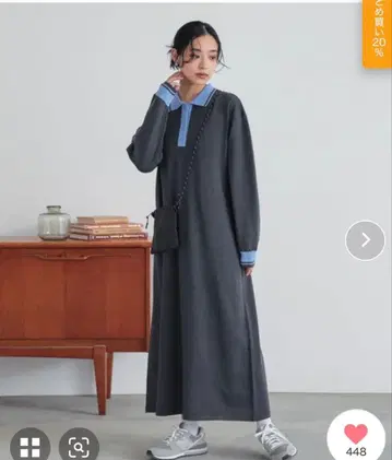 n'OrLABEL [ 배색 라인 폴로 니트 원피스 ]