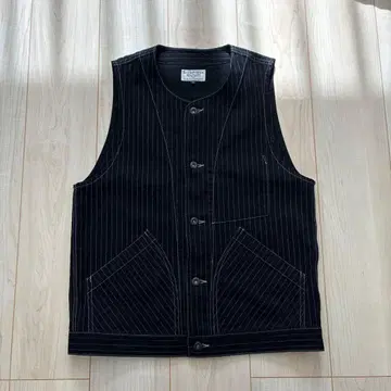 Schott Bros. 블랙 스트라이프 베스트 M