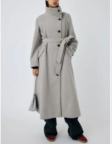 마우지 스탠드 카라 롱 코트