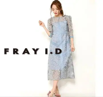 FRAY I.D 오간자 레이스 원피스 블루