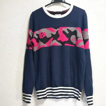 MARK & LONA 마크앤로나 골프 스컬 패턴 스웨터 남성용 L 네이비