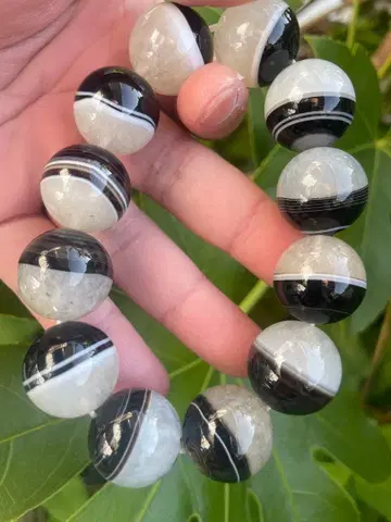 [ 최상급 ] 수정 공생 마노 20mm 팔찌 특대형