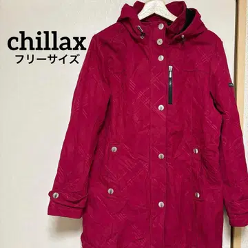 chillax [프리 사이즈] 후드 부착 빨간색 퀼팅 자켓