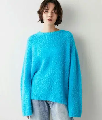 Whim Gazette 퍼프 니트 풀오버 블루 파랑 스카이블루