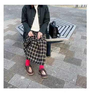 UNIVERSAL OVERALL 체크 무늬 롱 스커트